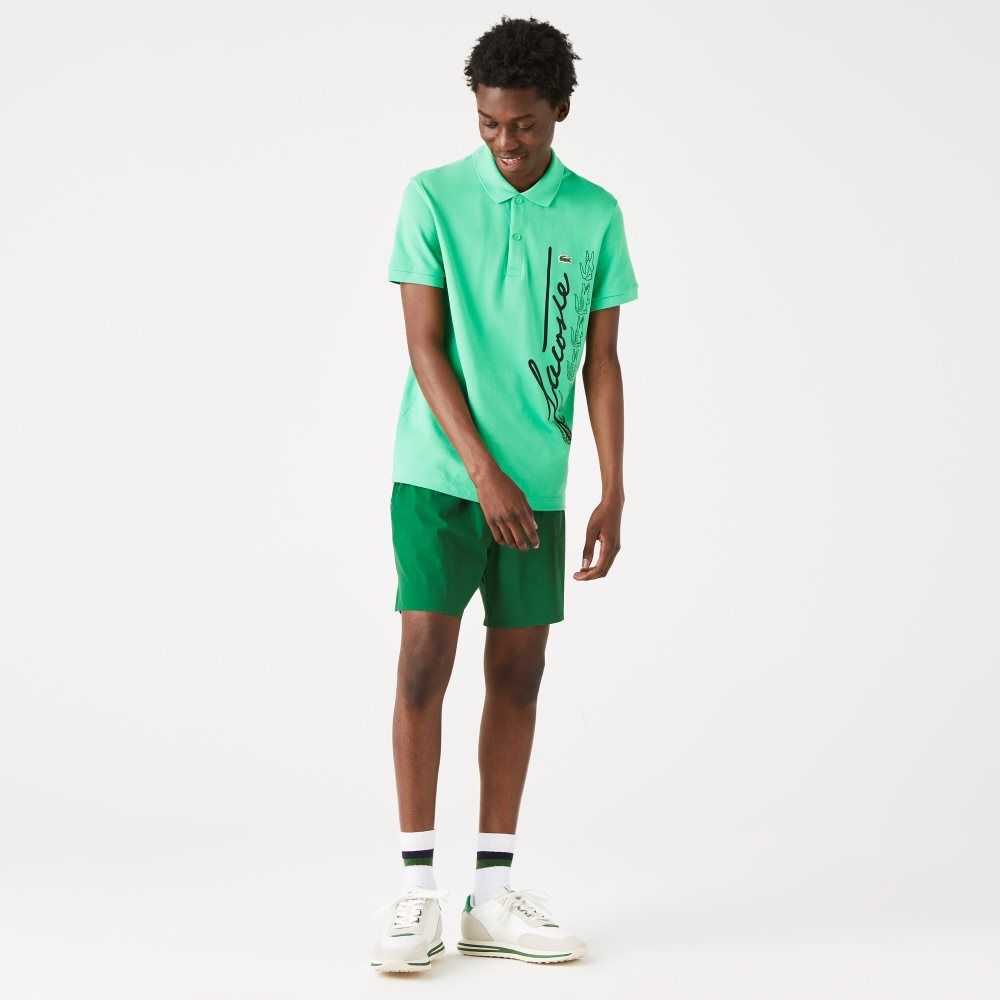 Lacoste Regular Fit Signature Algodon Pique Verde | 5924-PHUTO