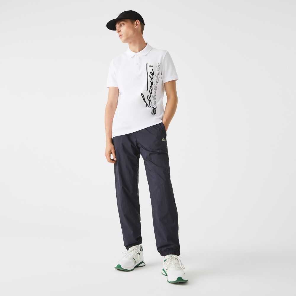 Lacoste Regular Fit Signature Algodon Pique Blancas | 8250-HAJUZ