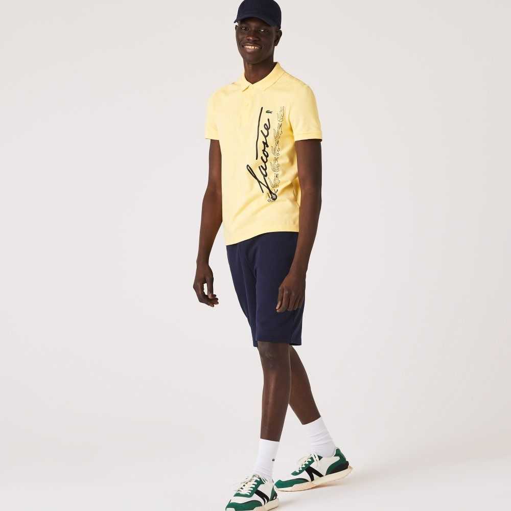 Lacoste Regular Fit Signature Algodon Pique Amarillo | 9310-AVZUD