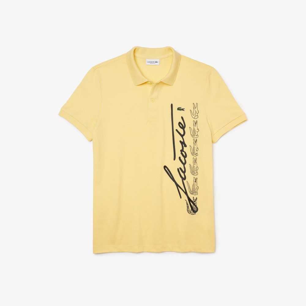 Lacoste Regular Fit Signature Algodon Pique Amarillo | 9310-AVZUD