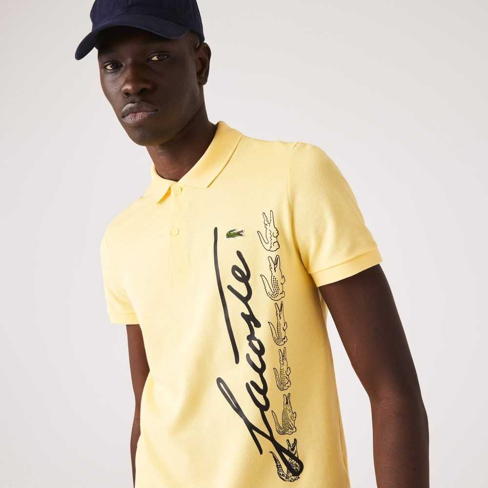 Lacoste Regular Fit Signature Algodon Pique Amarillo | 9310-AVZUD