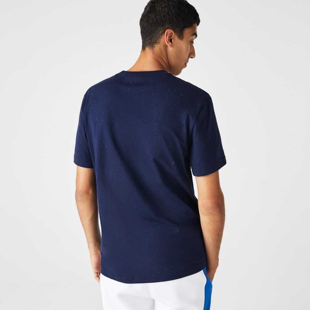 Lacoste Regular Fit Speckled Print Algodon Jersey Azul Marino Azules | 7163-XLOVJ