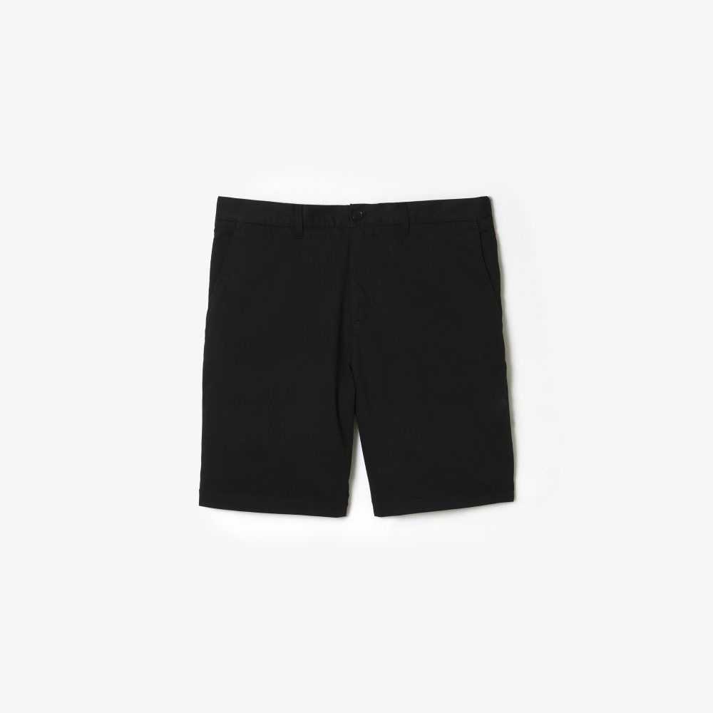 Lacoste Regular Fit Stretch Organic Algodon Bermuda Negras | 0789-OCRTD