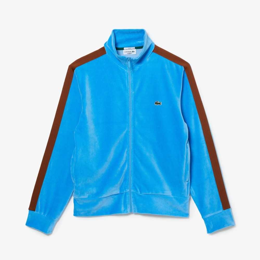 Lacoste Regular Fit Velvet Zip Azules | 5074-KOYPJ