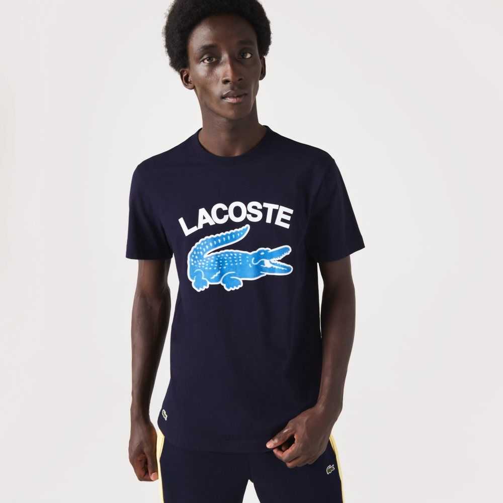 Lacoste Regular Fit XL Crocodile Print Azul Marino Azules | 2376-ZVELJ