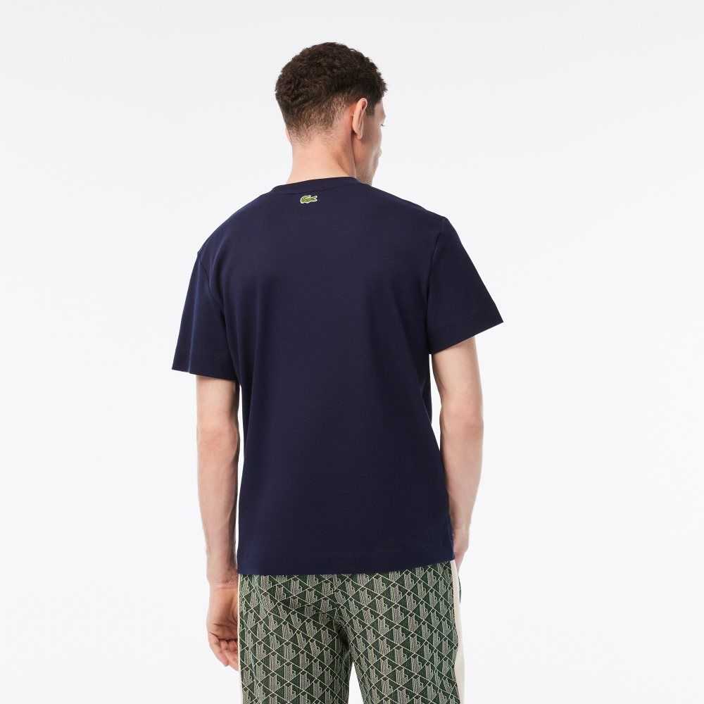 Lacoste Relaxed Fit Branded Algodon Azul Marino Azules Blancas | 2908-MPBIS