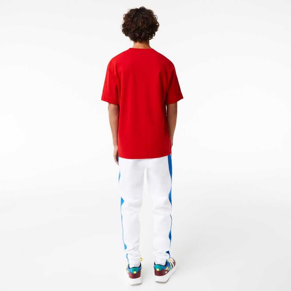 Lacoste Relaxed Fit Comic Effect Badge Rojas | 7950-IUNTB