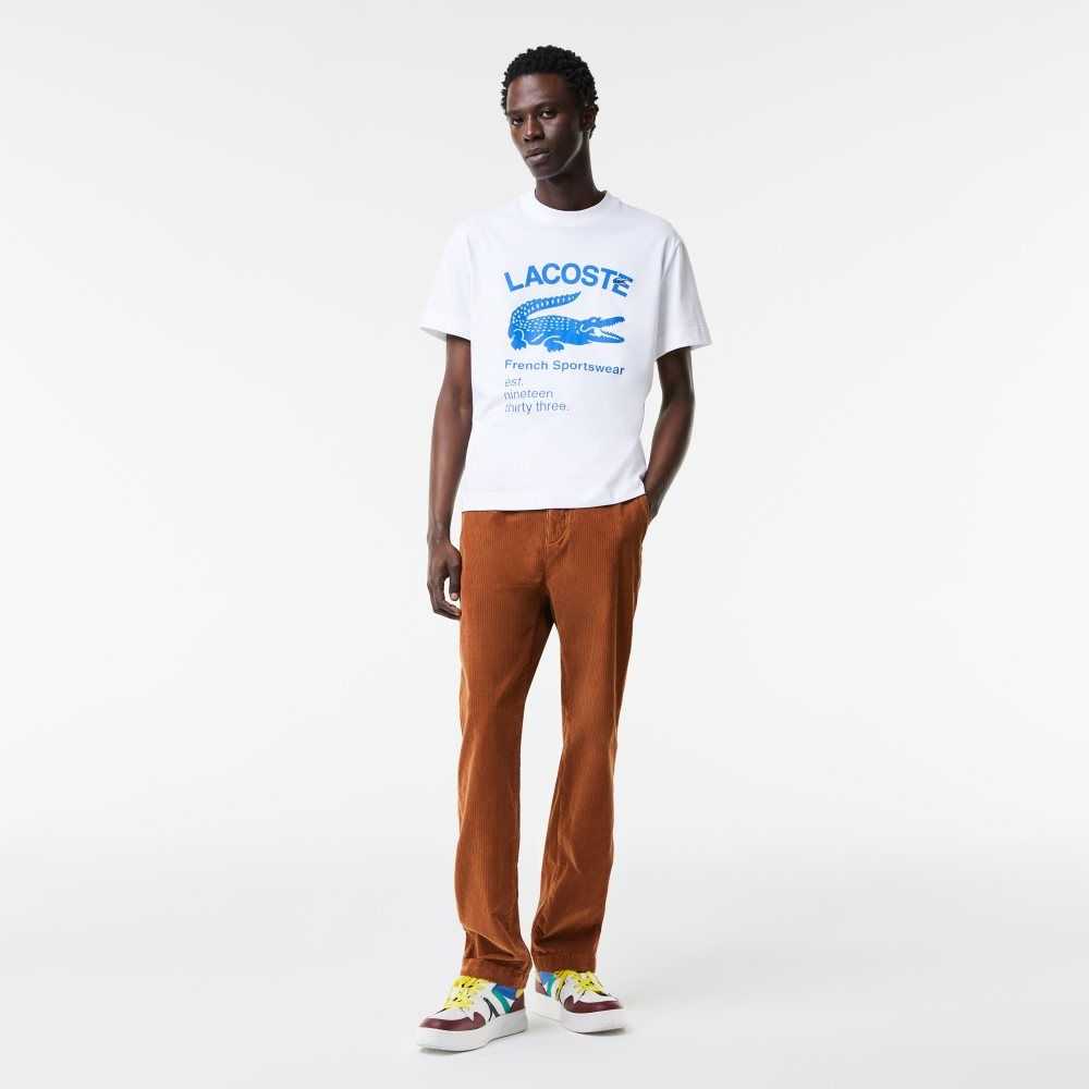 Lacoste Relaxed Fit Crocodile Blancas | 4175-CVUQB