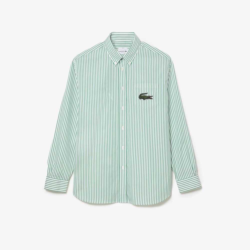 Lacoste Relaxed Fit Large Crocodile Algodon Blancas Verde | 7603-IOBLV