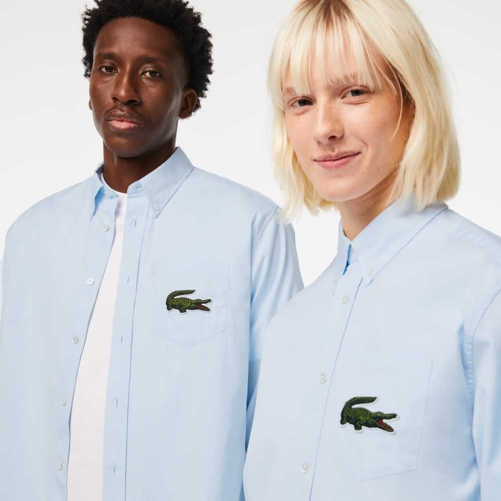 Lacoste Relaxed Fit Large Crocodile Algodon Azules | 7926-VMCTU