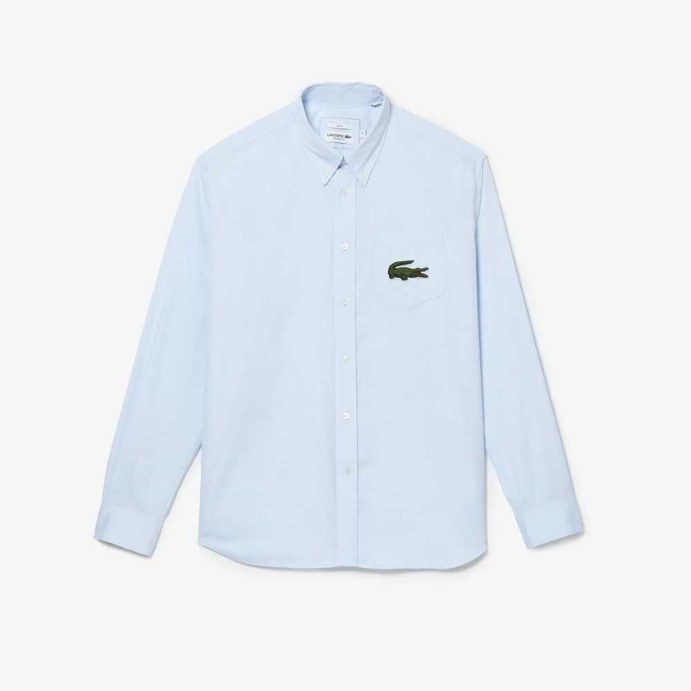 Lacoste Relaxed Fit Large Crocodile Algodon Azules | 7926-VMCTU