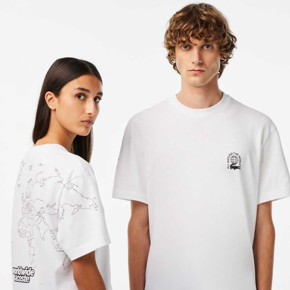 Lacoste Relaxed Fit Organic Algodon Jersey Blancas | 0612-JMVUE