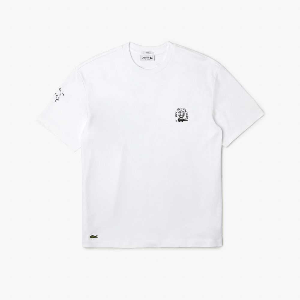 Lacoste Relaxed Fit Organic Algodon Jersey Blancas | 0612-JMVUE