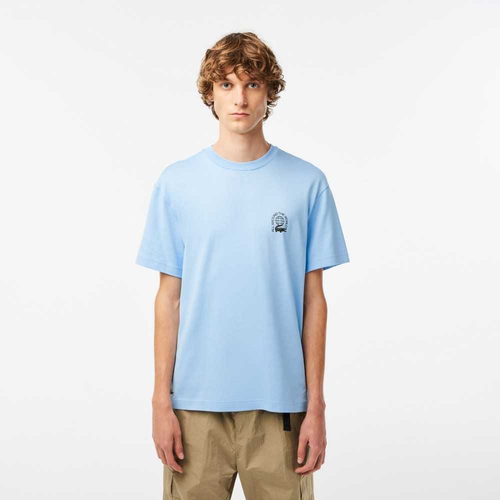 Lacoste Relaxed Fit Organic Algodon Jersey Azules | 6075-BCLOM