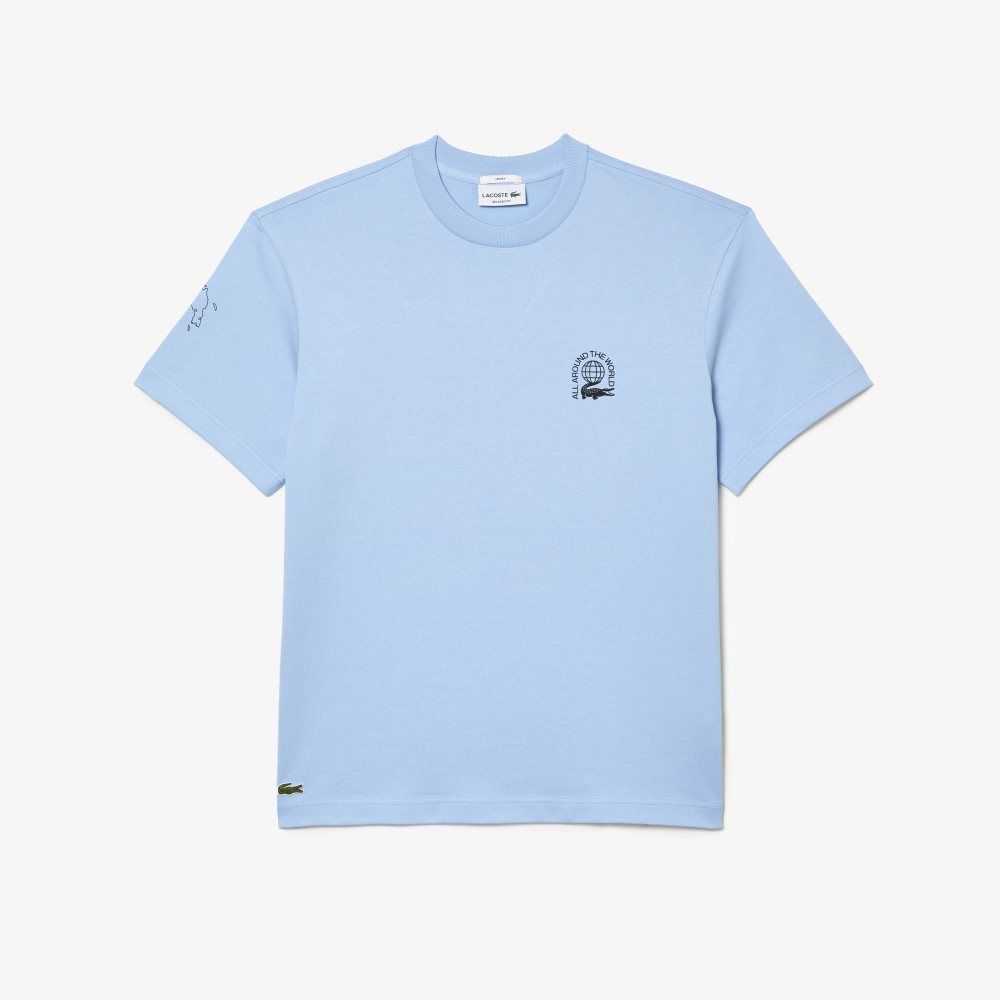 Lacoste Relaxed Fit Organic Algodon Jersey Azules | 6075-BCLOM