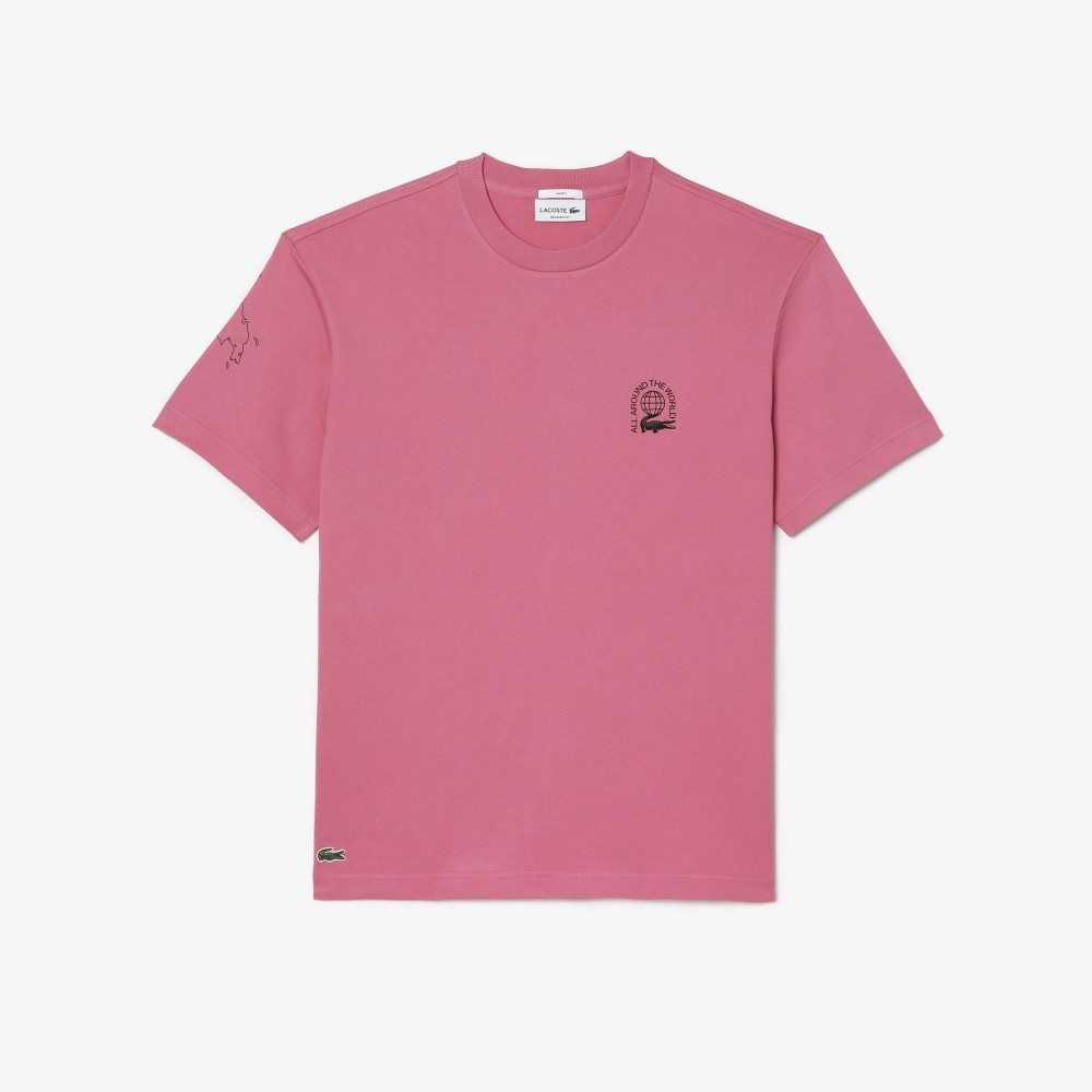 Lacoste Relaxed Fit Organic Algodon Jersey Rosas | 8415-ESGAP