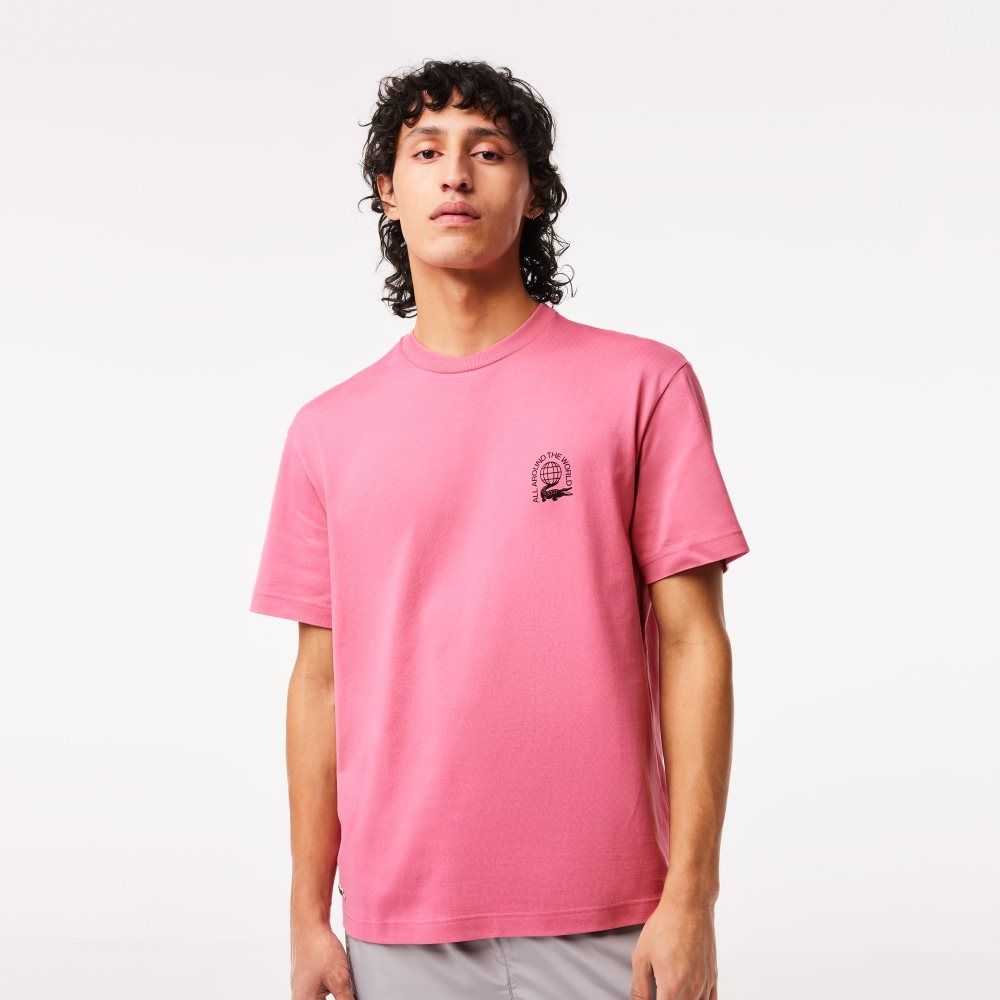 Lacoste Relaxed Fit Organic Algodon Jersey Rosas | 8415-ESGAP