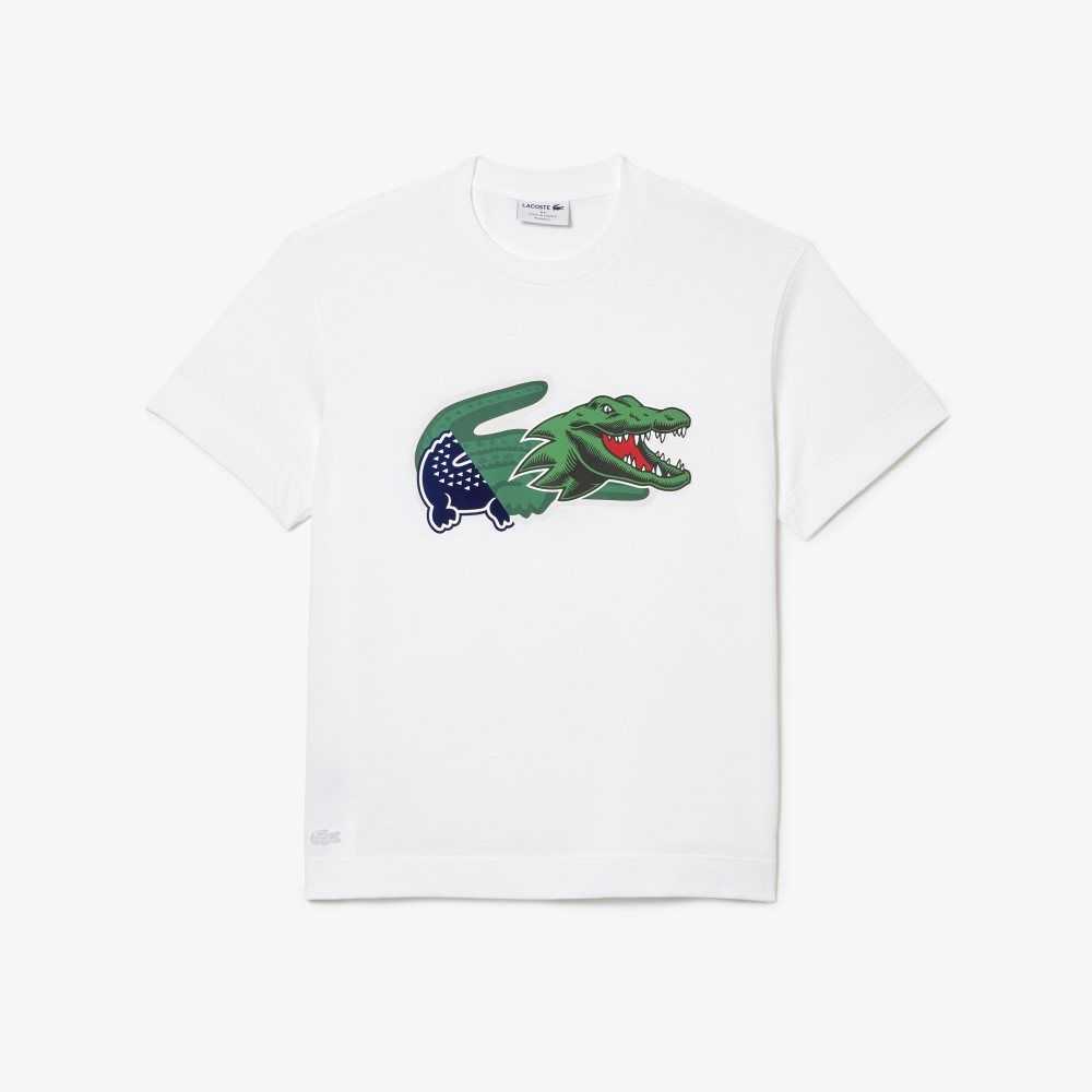 Lacoste Relaxed Fit Oversized Crocodile Blancas | 1423-ZPJEN