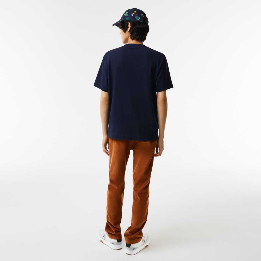 Lacoste Relaxed Fit Oversized Crocodile Azul Marino Azules | 4859-SMHUF