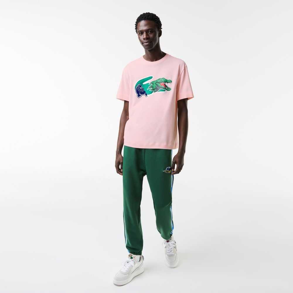 Lacoste Relaxed Fit Oversized Crocodile Rosas Claro | 5642-XMGHU