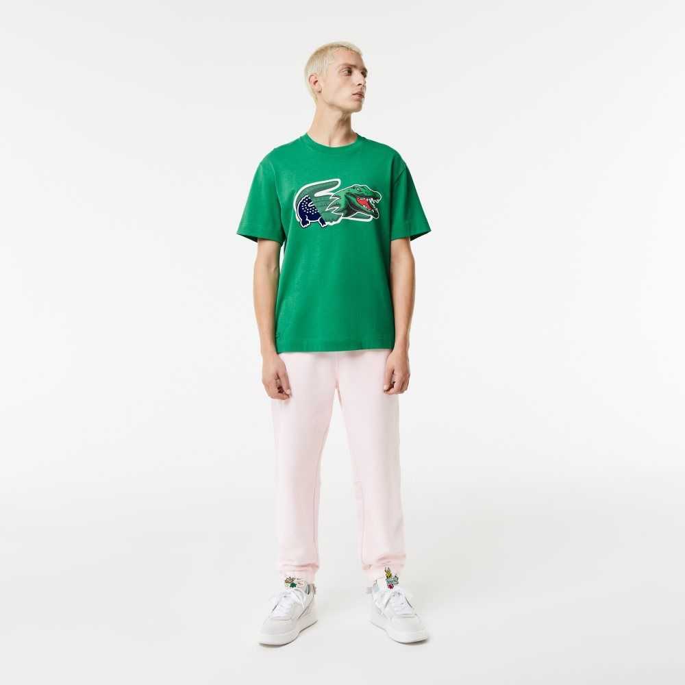 Lacoste Relaxed Fit Oversized Crocodile Verde | 6130-JAVGK