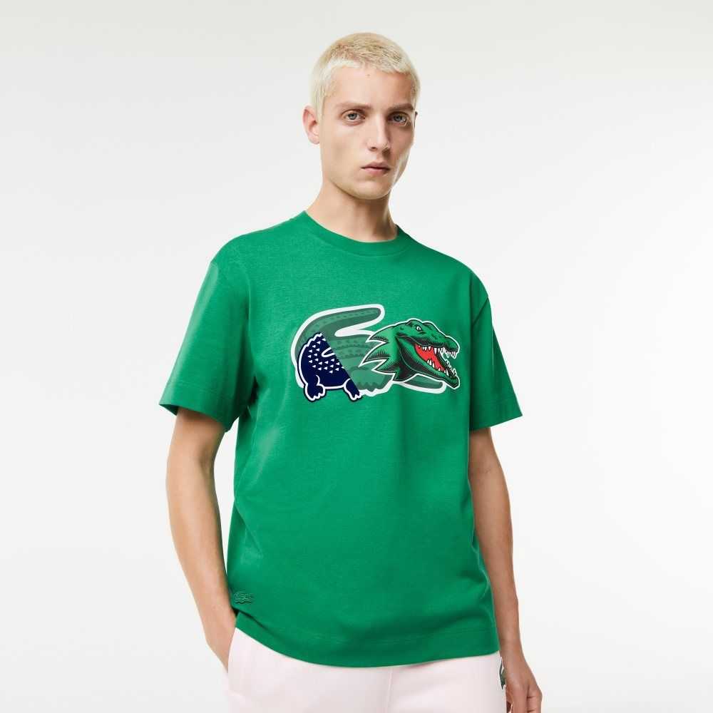 Lacoste Relaxed Fit Oversized Crocodile Verde | 6130-JAVGK