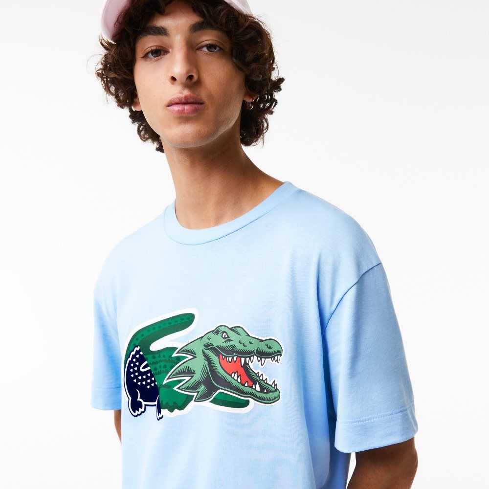 Lacoste Relaxed Fit Oversized Crocodile Azules | 8735-NKHSB