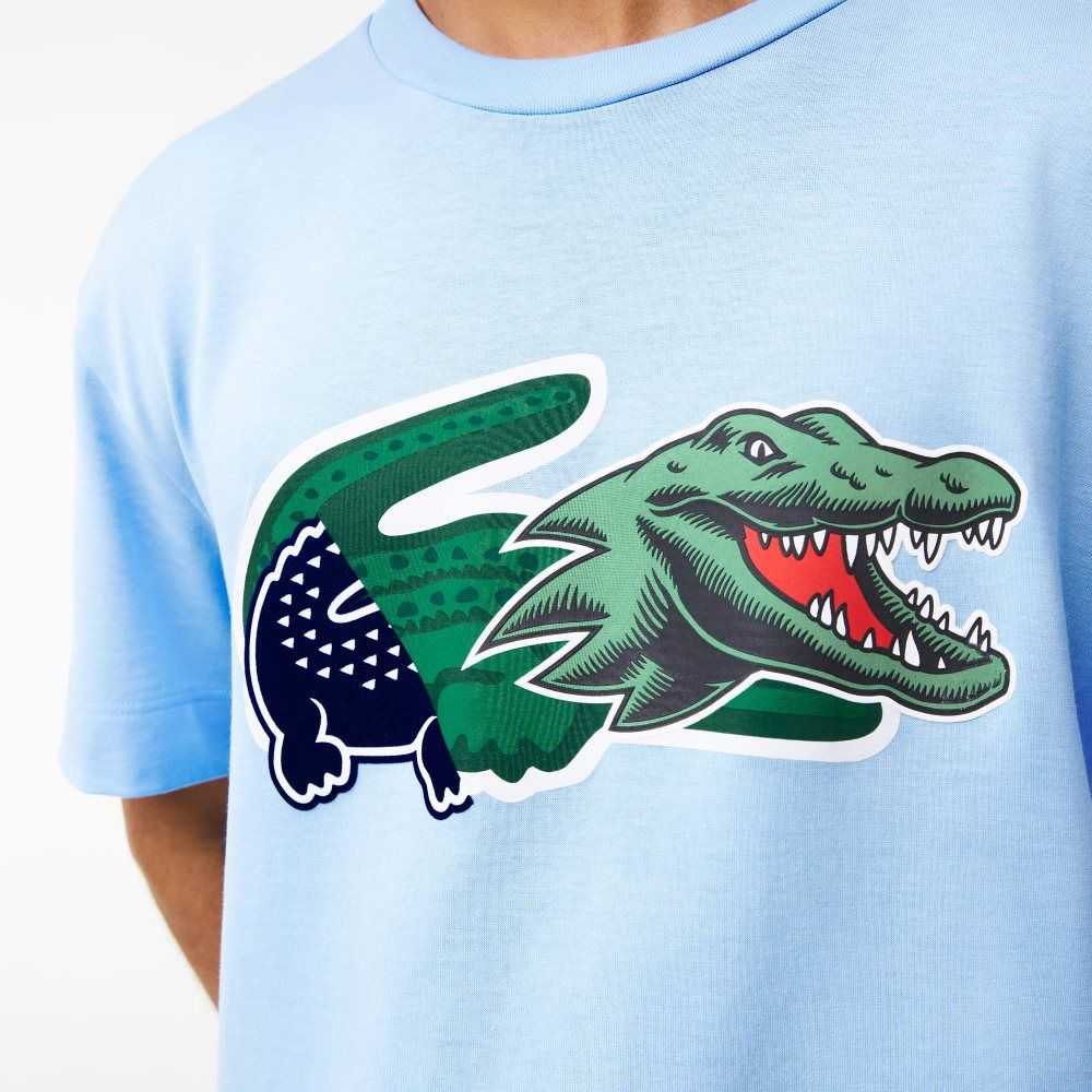 Lacoste Relaxed Fit Oversized Crocodile Azules | 8735-NKHSB