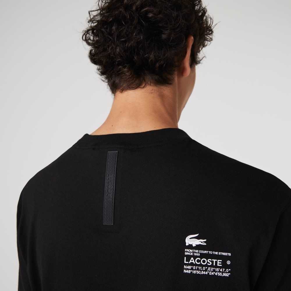 Lacoste Relaxed Fit Print Negras | 7269-CTJAU