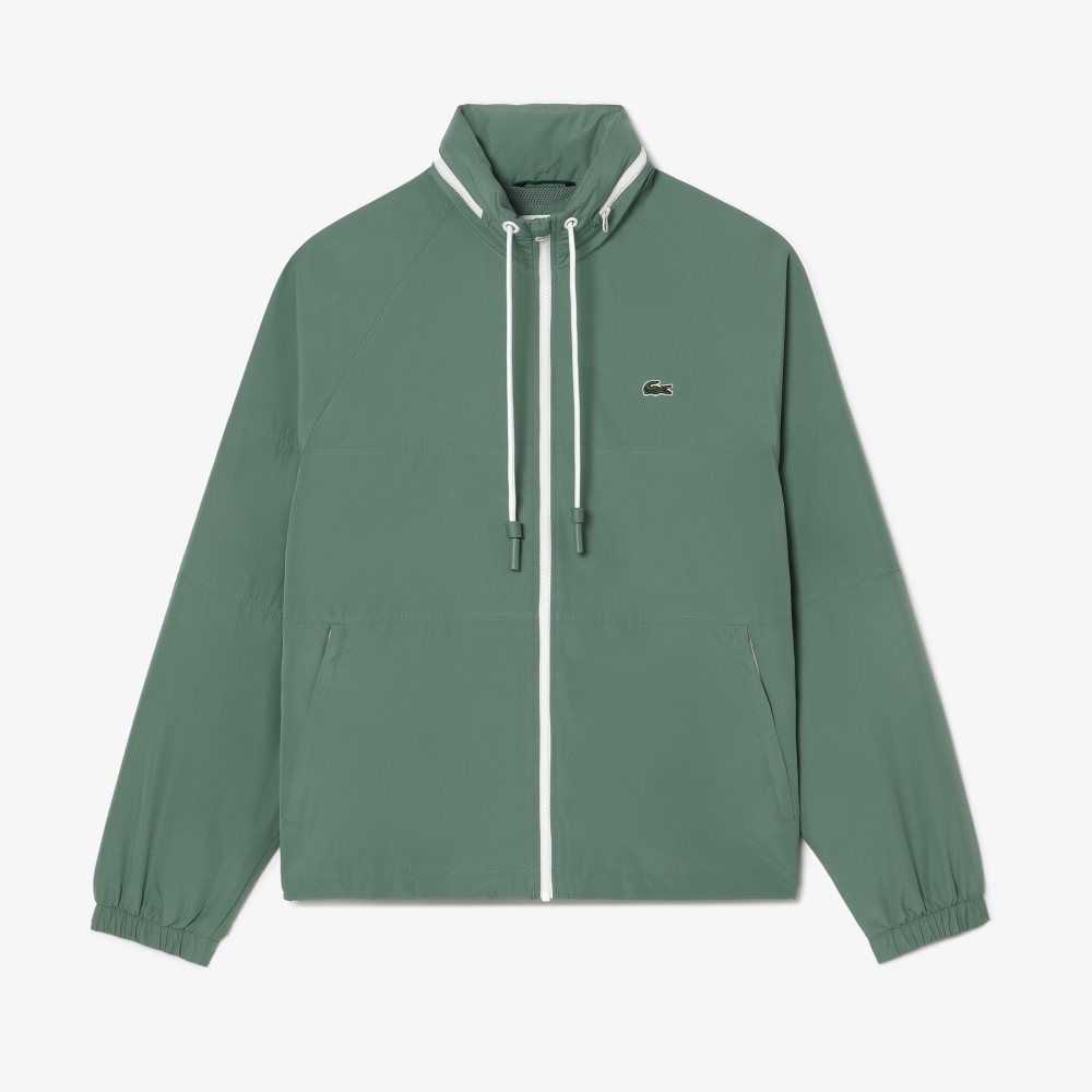 Lacoste Removable Hood Agua-Repellent Kaki Verde | 7813-ZYQKF