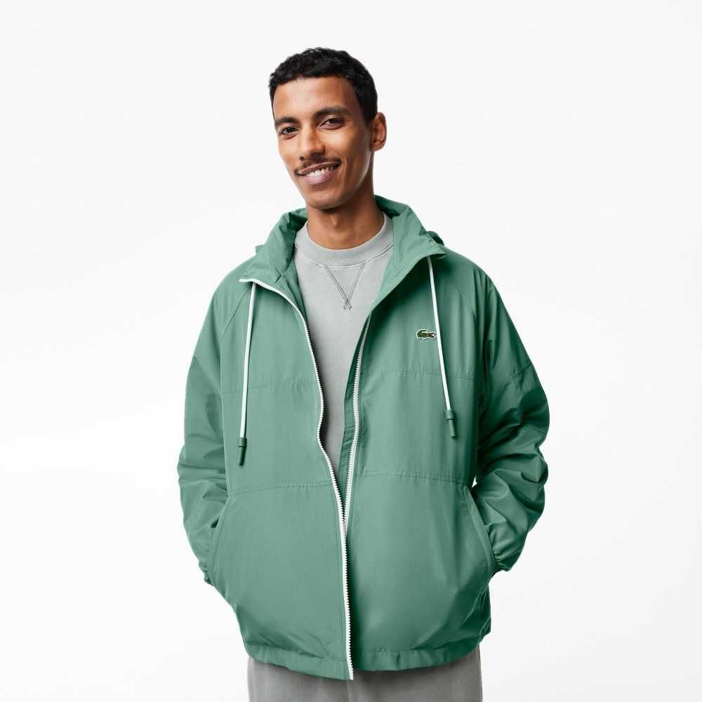 Lacoste Removable Hood Agua-Repellent Kaki Verde | 7813-ZYQKF