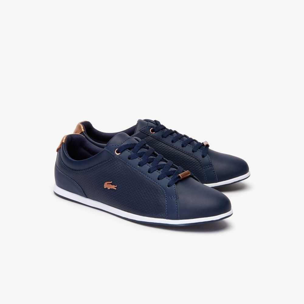 Lacoste Rey Cuero Encaje-Up Azules Blancas | 5792-BLVDW