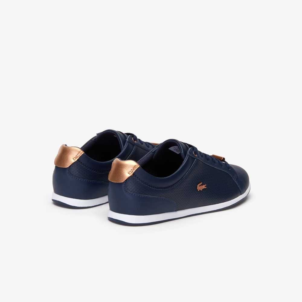 Lacoste Rey Cuero Encaje-Up Azules Blancas | 5792-BLVDW