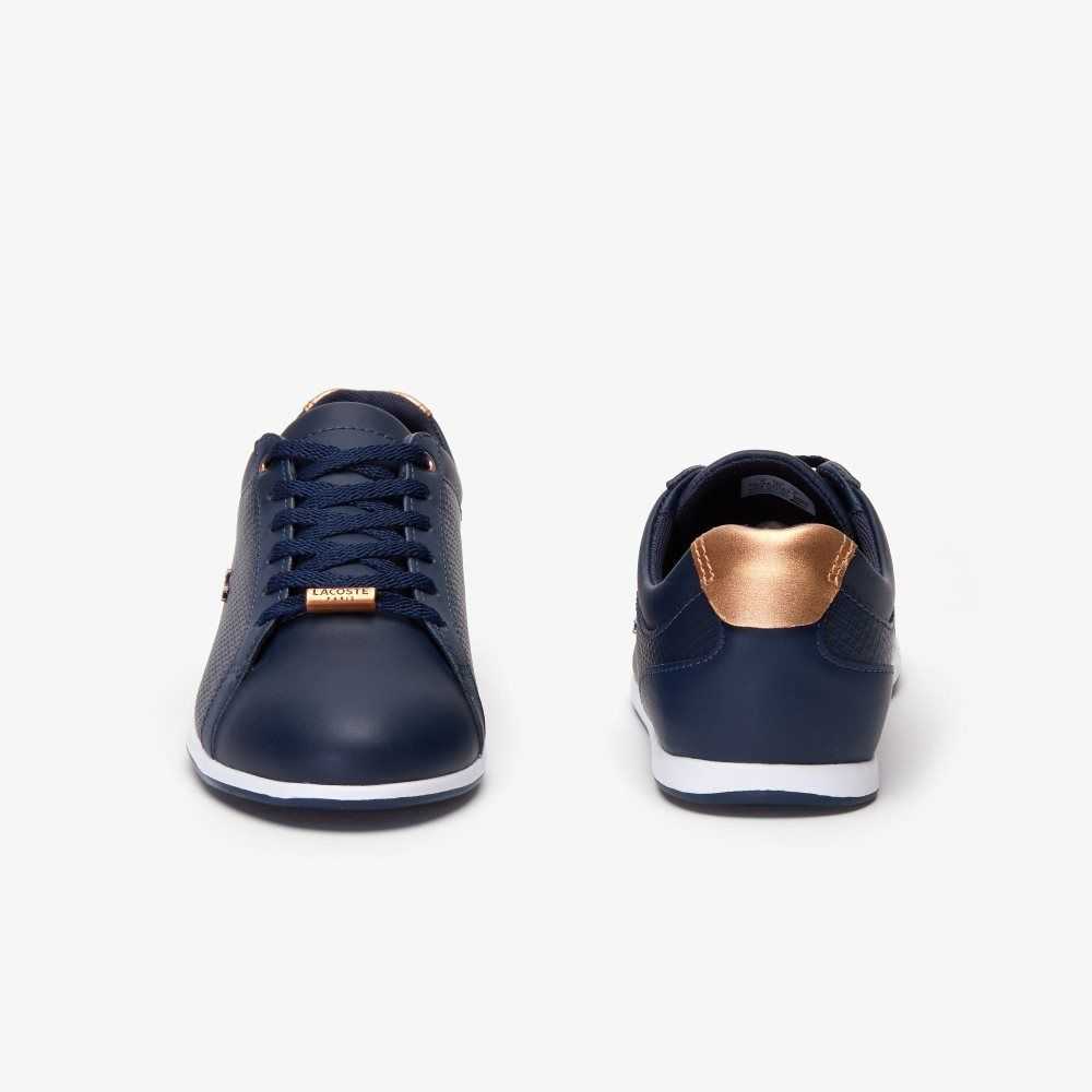 Lacoste Rey Cuero Encaje-Up Azules Blancas | 5792-BLVDW