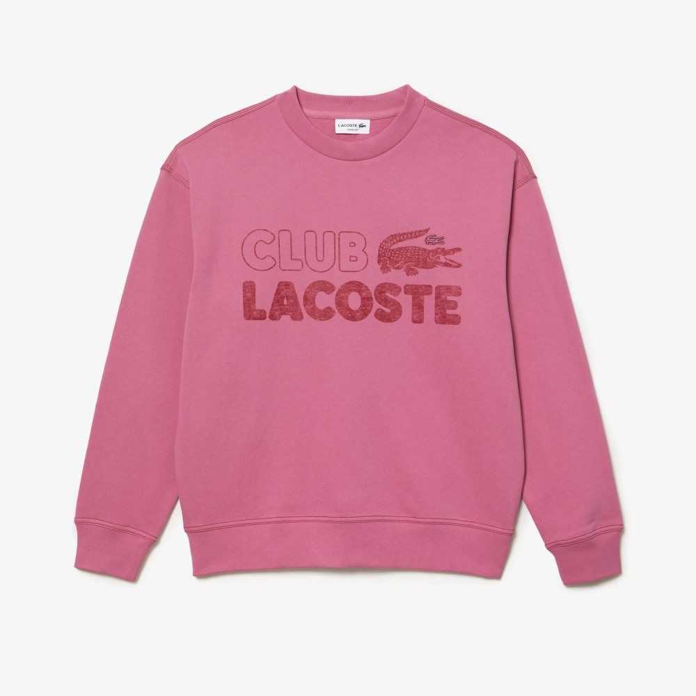 Lacoste Round Neck Loose Fit Vintage Print Rosas | 5018-JQAFB