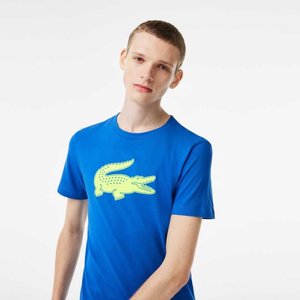 Lacoste SPORT 3D Print Crocodile Respirable Jersey Azules Amarillo | 0729-BIGAN