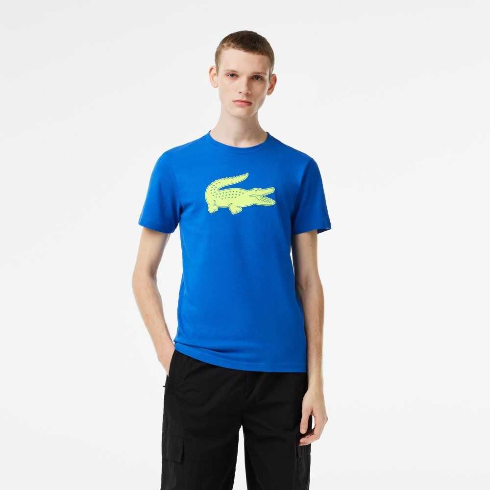 Lacoste SPORT 3D Print Crocodile Respirable Jersey Azules Amarillo | 0729-BIGAN