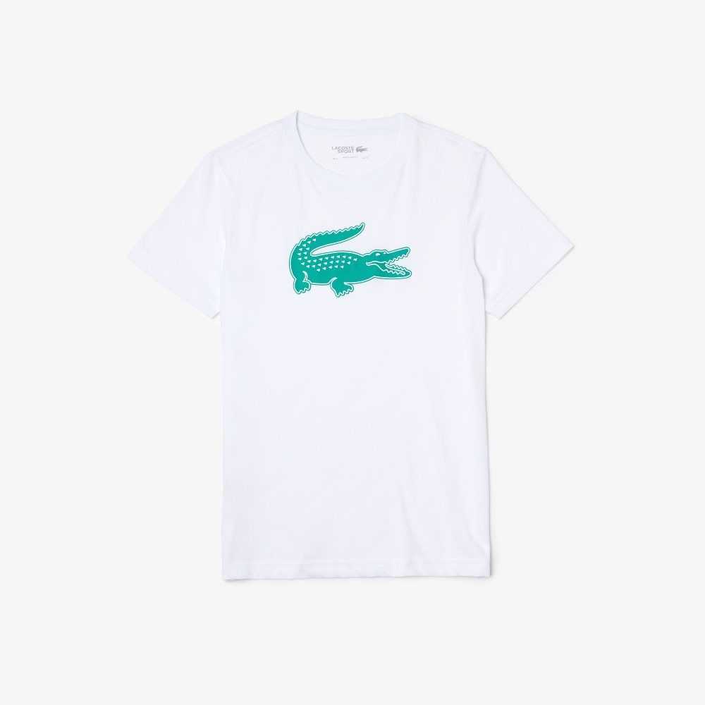 Lacoste SPORT 3D Print Crocodile Respirable Jersey Blancas Verde | 6018-CJZVP