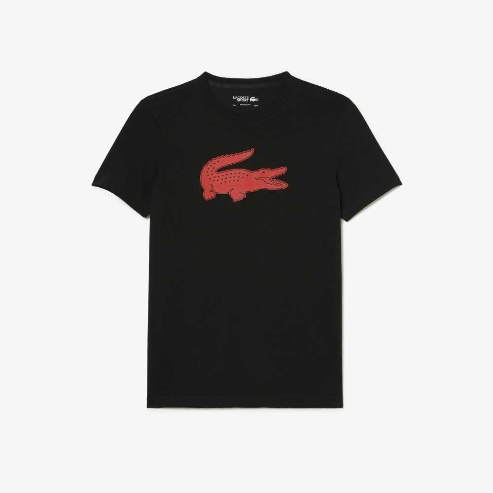 Lacoste SPORT 3D Print Crocodile Respirable Jersey Negras Rojas | 7203-UFEBL