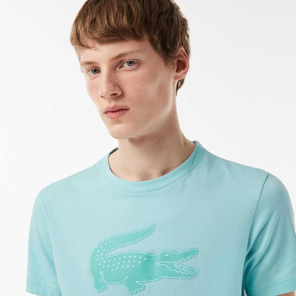 Lacoste SPORT 3D Print Crocodile Respirable Jersey Verde Claro Verde | 7801-BYAJF