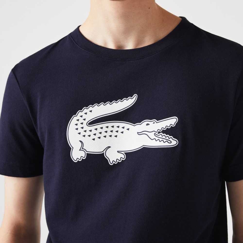 Lacoste SPORT 3D Print Crocodile Respirable Jersey Azul Marino Azules Blancas | 9625-YIXOE