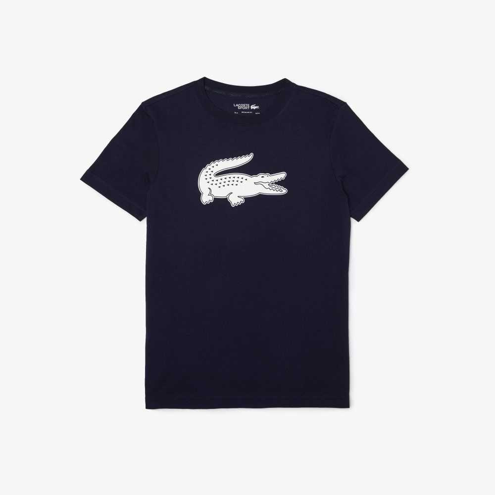 Lacoste SPORT 3D Print Crocodile Respirable Jersey Azul Marino Azules Blancas | 9625-YIXOE