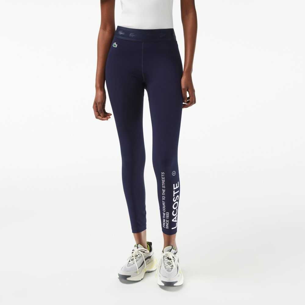 Lacoste SPORT 7/8 Length Recycled Polyester Leggings Azul Marino Azules | 2760-KYQPL