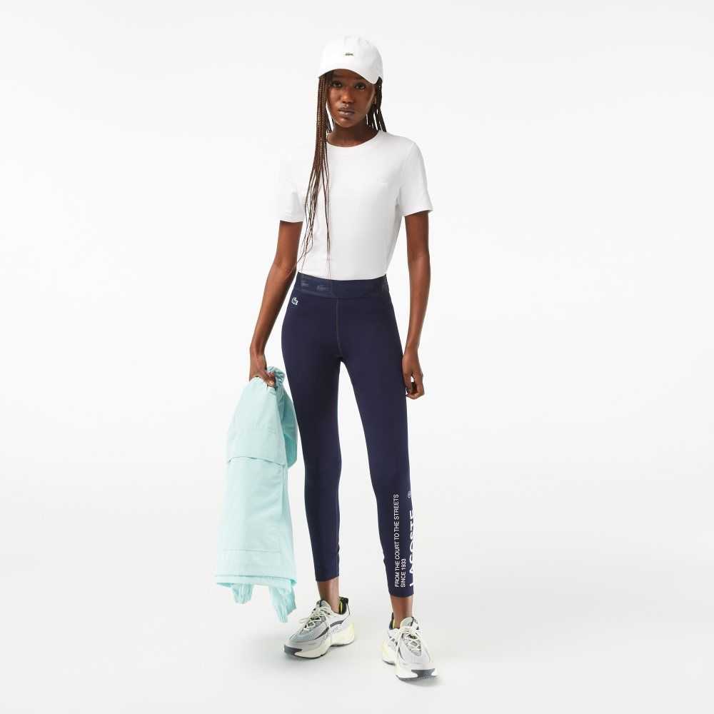 Lacoste SPORT 7/8 Length Recycled Polyester Leggings Azul Marino Azules | 2760-KYQPL