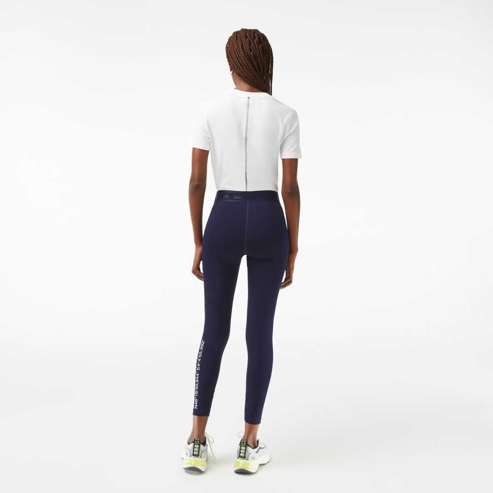 Lacoste SPORT 7/8 Length Recycled Polyester Leggings Azul Marino Azules | 2760-KYQPL