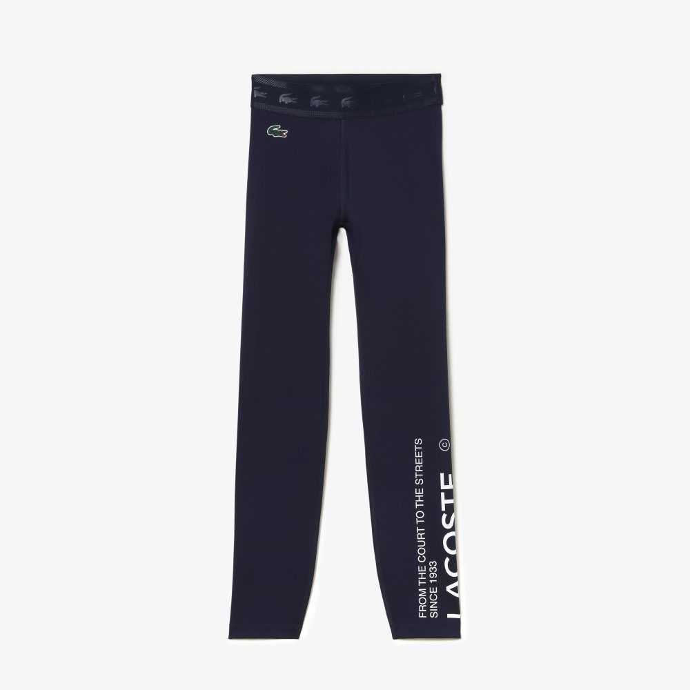 Lacoste SPORT 7/8 Length Recycled Polyester Leggings Azul Marino Azules | 2760-KYQPL