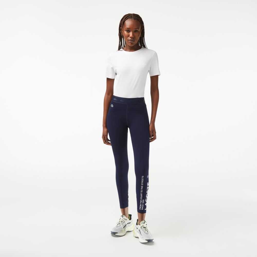 Lacoste SPORT 7/8 Length Recycled Polyester Leggings Azul Marino Azules | 2760-KYQPL