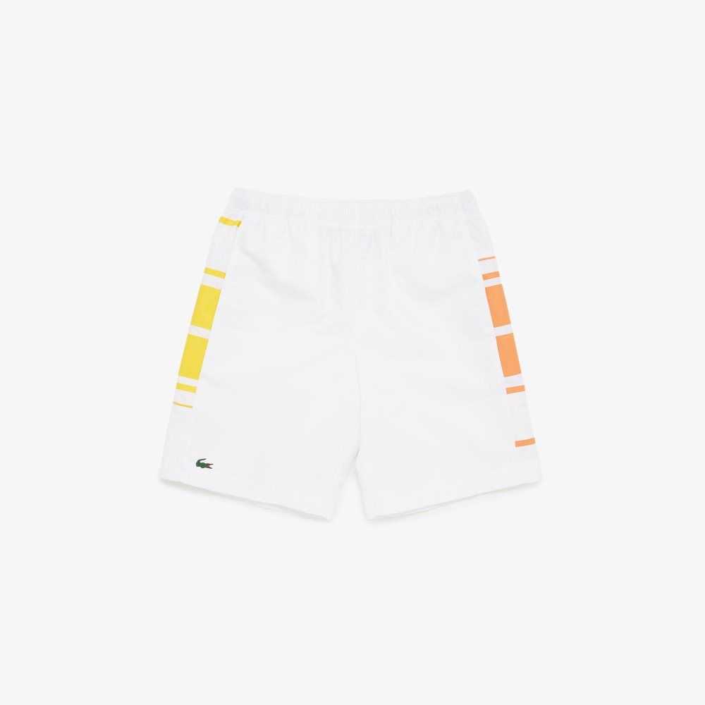 Lacoste SPORT A Rayas Blancas Amarillo Naranjas | 2504-DOXFJ