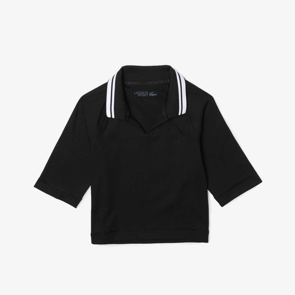 Lacoste SPORT Acanalado Corta And Stretch Polo Negras | 7652-MKRDG