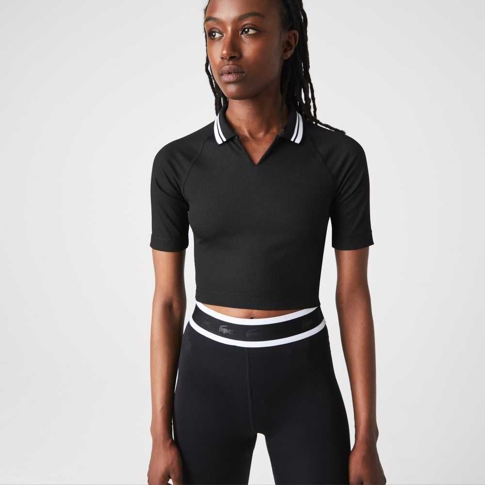 Lacoste SPORT Acanalado Corta And Stretch Polo Negras | 7652-MKRDG